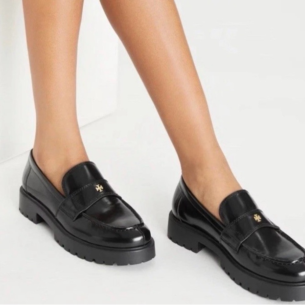 Tory Burch Black mini chunky Leather  Loafers